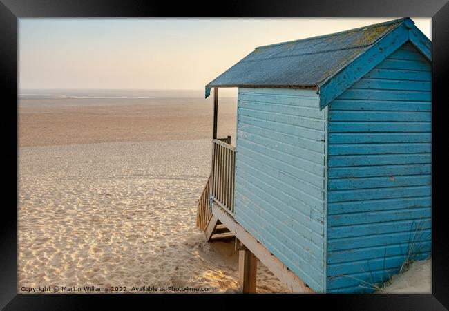 Looking out to sea - Beach hut at Wells-Next-the-Sea Framed Print by Martin Williams