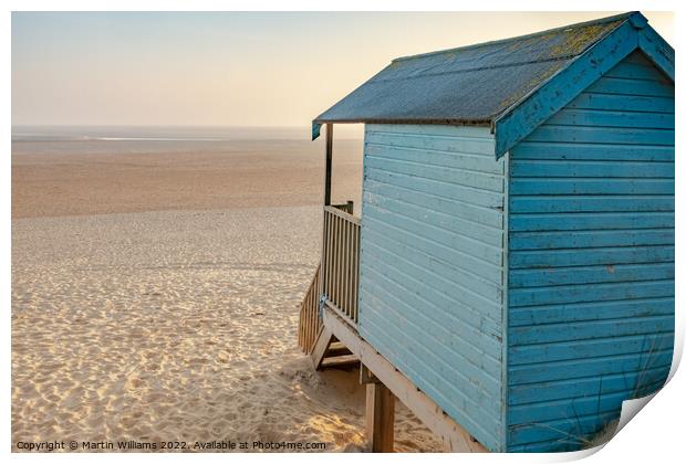 Looking out to sea - Beach hut at Wells-Next-the-Sea Print by Martin Williams