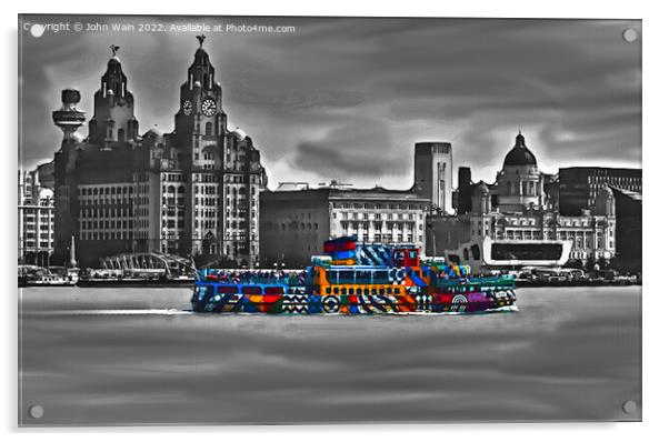 Liverpool Waterfront Skyline (Digital Art Painting Acrylic by John Wain