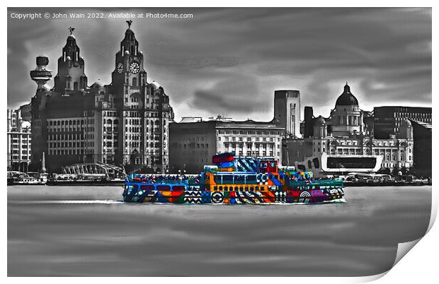 Liverpool Waterfront Skyline (Digital Art Painting Print by John Wain
