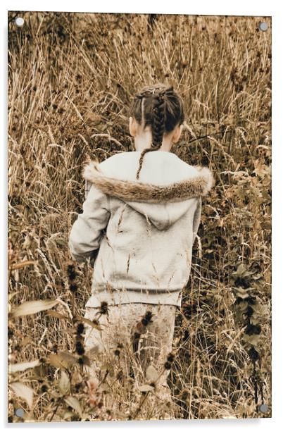 The girl in the Field Acrylic by Glen Allen