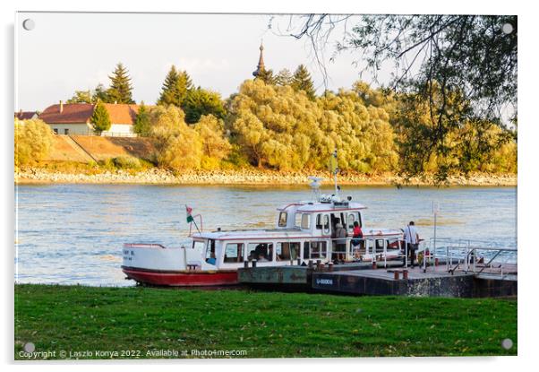 Ferry to Pocsmegyer - Leanyfalu Acrylic by Laszlo Konya