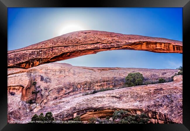 Landscape Arch Sun Devils Garden Arches National Park Moab Utah  Framed Print by William Perry