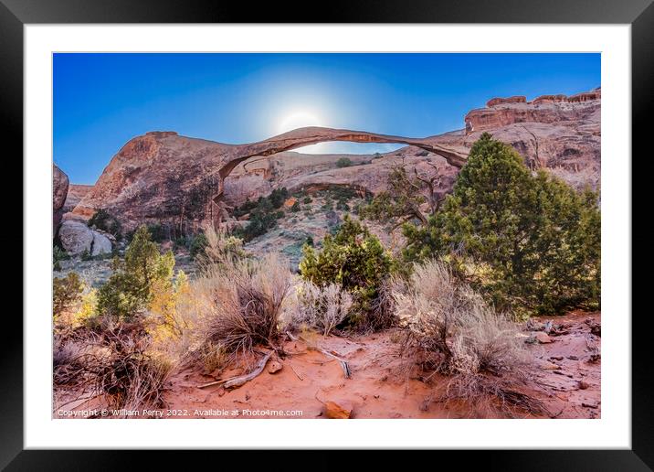Landscape Arch Sun Devils Garden Arches National Park Moab Utah  Framed Mounted Print by William Perry