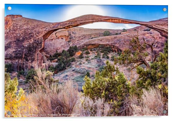 Landscape Arch Sun Devils Garden Arches National Park Moab Utah  Acrylic by William Perry