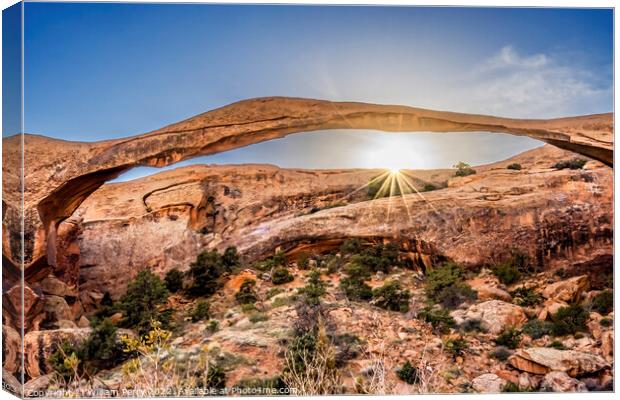 Landscape Arch Sunset Devils Garden Arches National Park Moab Ut Canvas Print by William Perry