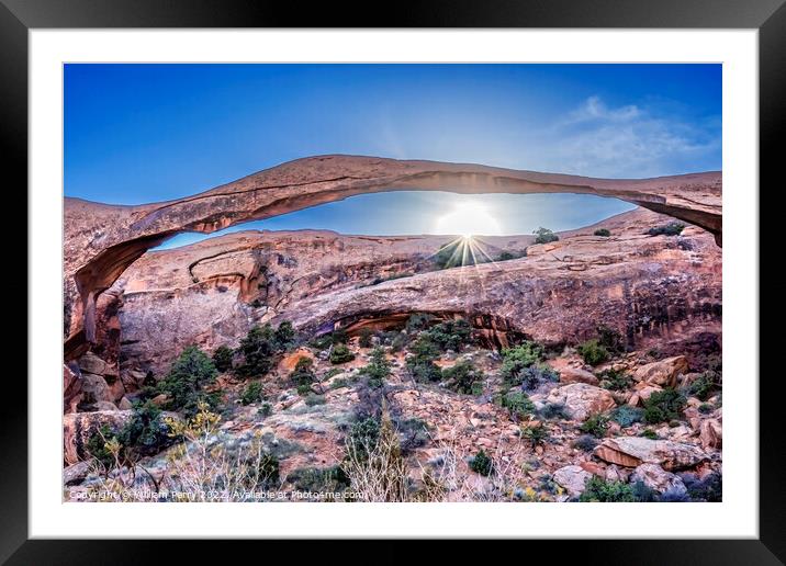 Landscape Arch Sunset Devils Garden Arches National Park Moab Ut Framed Mounted Print by William Perry