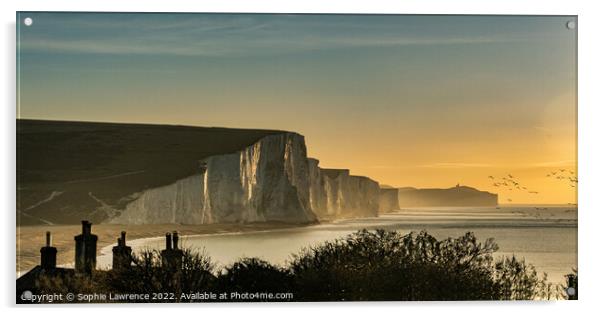 The start of a new day at the famous Seven Sisters Acrylic by Sophie Lawrence