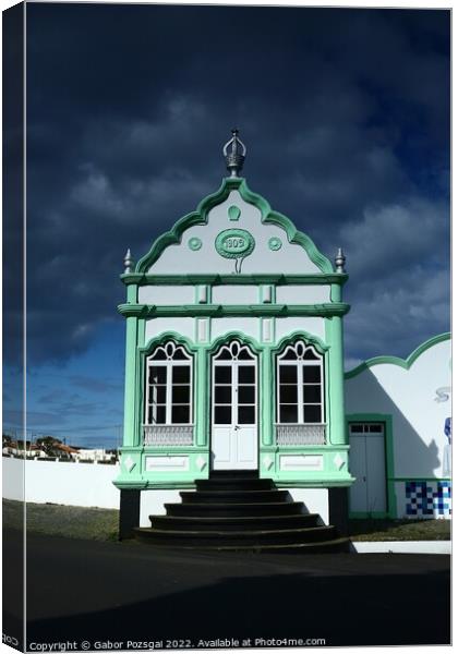 Império (colourful little chapel) on Terceira, Azores Canvas Print by Gabor Pozsgai