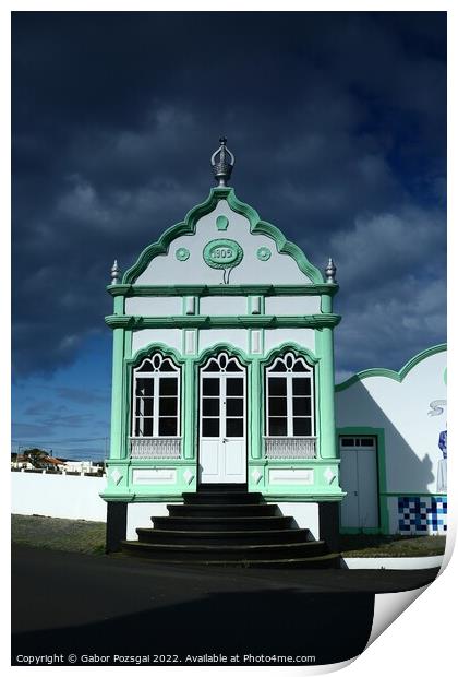 Império (colourful little chapel) on Terceira, Azores Print by Gabor Pozsgai