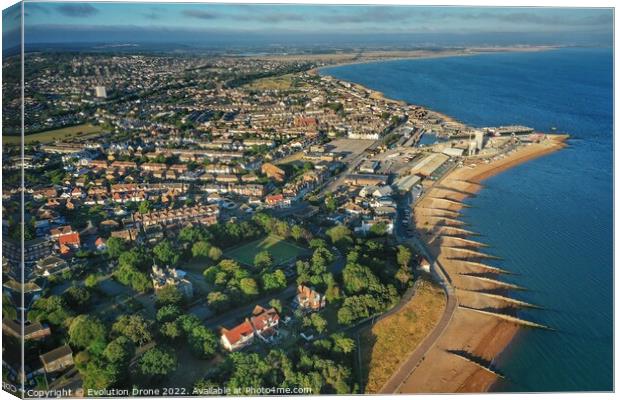 Whitstable Castle to Seasalter Canvas Print by Evolution Drone