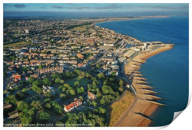 Whitstable Castle to Seasalter Print by Evolution Drone