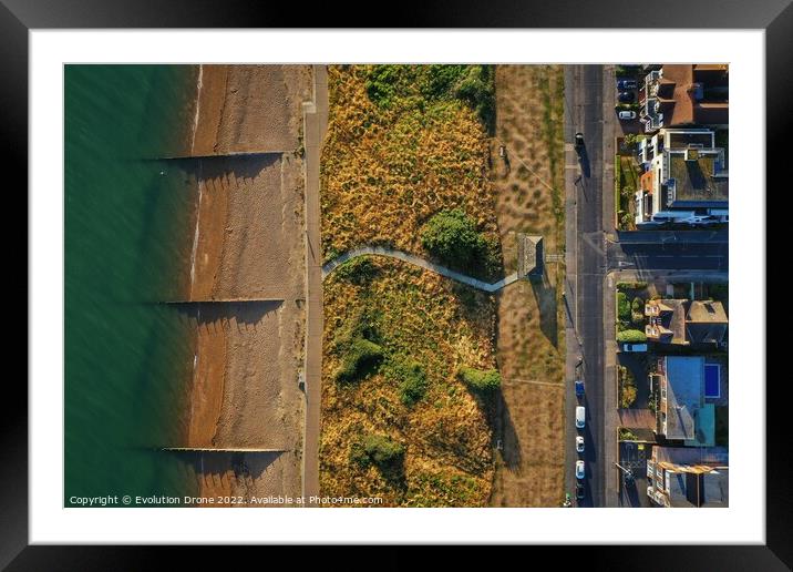 Tankerton Slopes Top Down 1 Framed Mounted Print by Evolution Drone