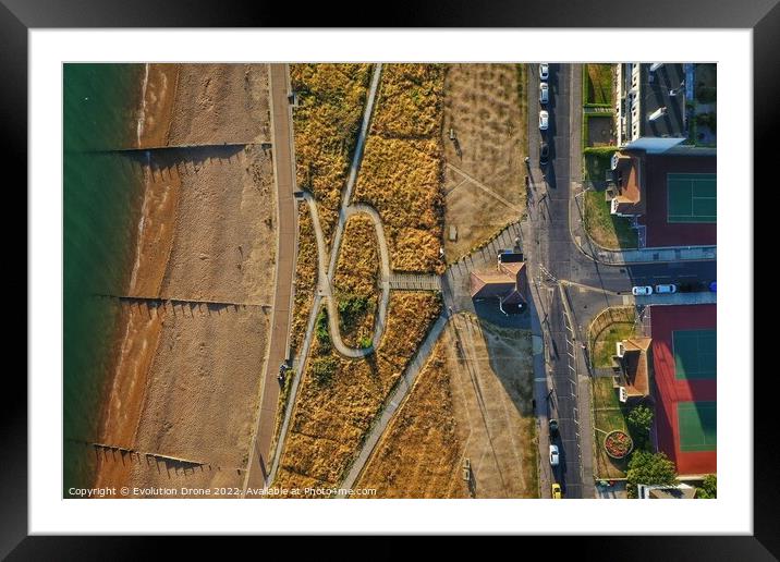 Tankerton Slopes Top Down 2 Framed Mounted Print by Evolution Drone