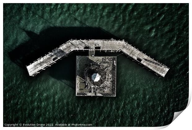 Herne Bay Pier Head Print by Evolution Drone