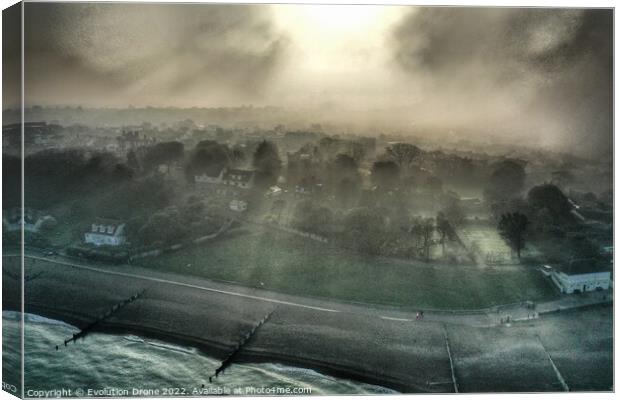 Whitstable Castle Mist Canvas Print by Evolution Drone