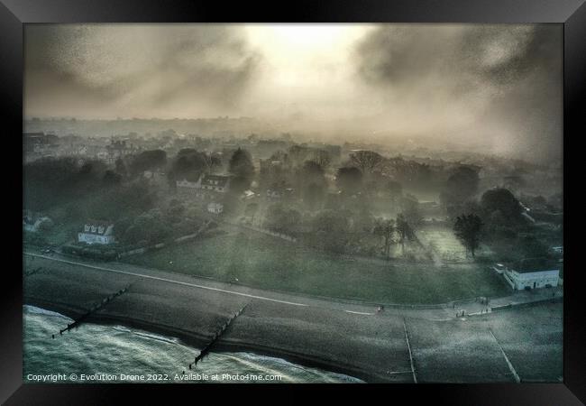 Whitstable Castle Mist Framed Print by Evolution Drone