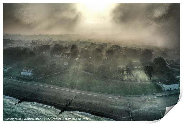 Whitstable Castle Mist Print by Evolution Drone