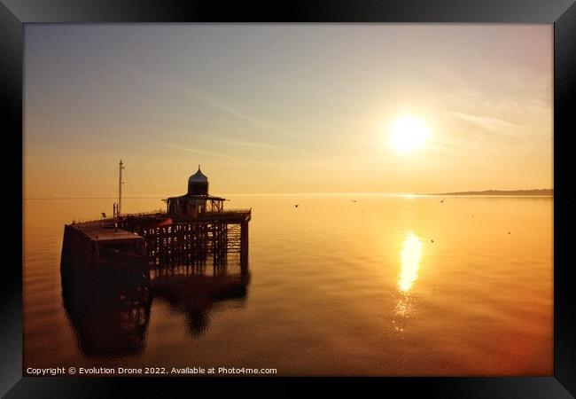 Herne Bay Pier Head Sunrise Framed Print by Evolution Drone