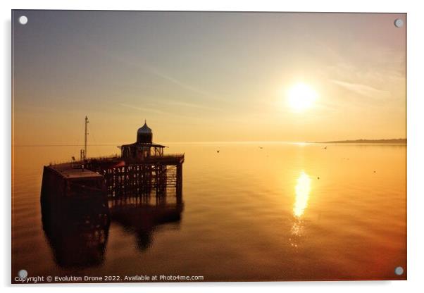 Herne Bay Pier Head Sunrise Acrylic by Evolution Drone