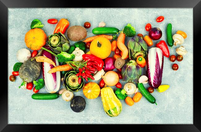 Healthy food, diet concept. Top view Framed Print by Mykola Lunov Mykola