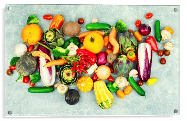 Healthy food, diet concept. Top view Acrylic by Mykola Lunov Mykola