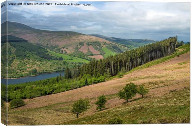 Waun Rydd and Talybont Reservoir from Bwlch y Waun Canvas Print by Nick Jenkins