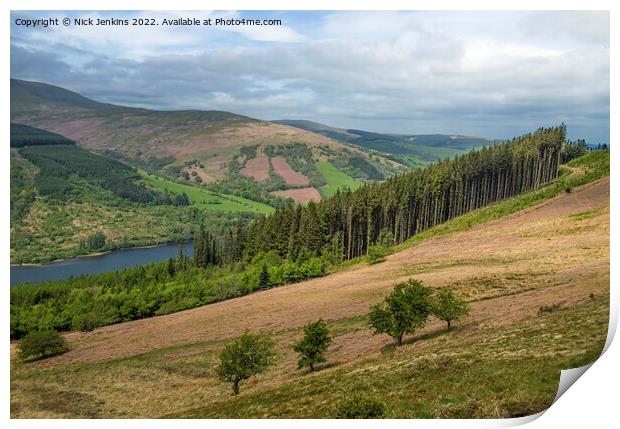 Waun Rydd and Talybont Reservoir from Bwlch y Waun Print by Nick Jenkins