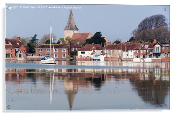 Bosham Reflected Chichester Harbour Sussex Coast Acrylic by Pearl Bucknall