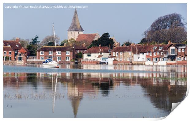 Bosham Reflected Chichester Harbour Sussex Coast Print by Pearl Bucknall