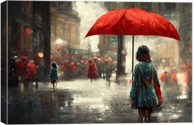 The Red Umbrella Canvas Print by Picture Wizard