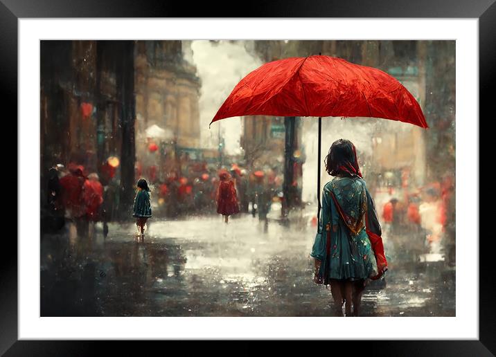 The Red Umbrella Framed Mounted Print by Picture Wizard