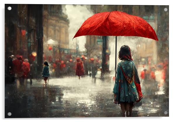 The Red Umbrella Acrylic by Picture Wizard