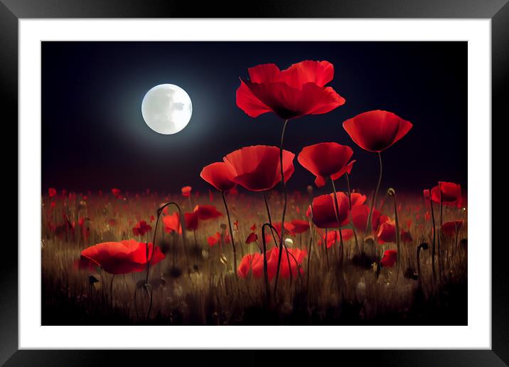 Poppy Full Moon Framed Mounted Print by Picture Wizard