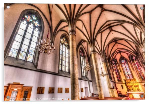 Cathedral Of St Florin Vaduz  Acrylic by David Pyatt