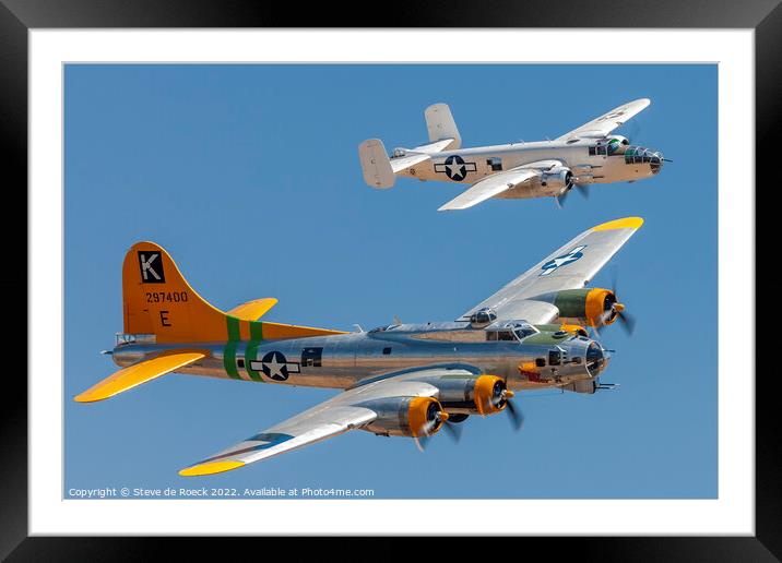 Boeing B17 Fuddy Duddy And Mitchell B25 Framed Mounted Print by Steve de Roeck