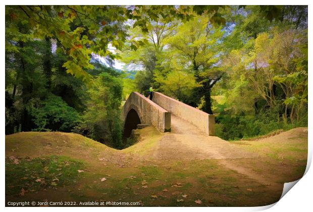 Autumn Bridge in San Esteban - CR2010-3791-ABS Print by Jordi Carrio