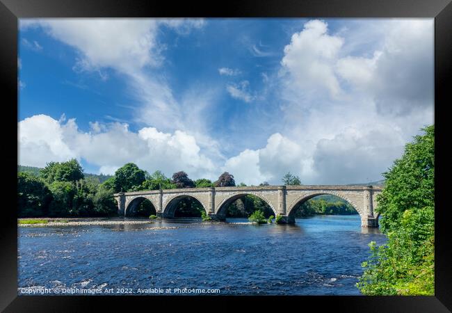 Dunkeld bridge over river Tay, Scotland Framed Print by Delphimages Art