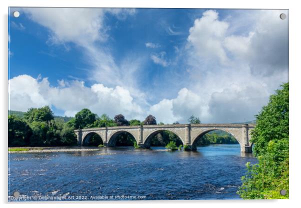 Dunkeld bridge over river Tay, Scotland Acrylic by Delphimages Art