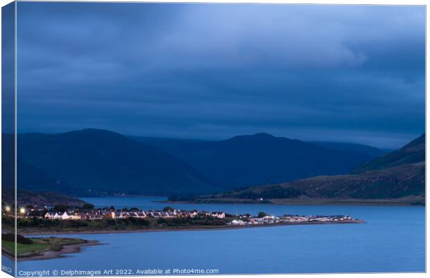 Ullapool at night, Highlands, Scotland Canvas Print by Delphimages Art