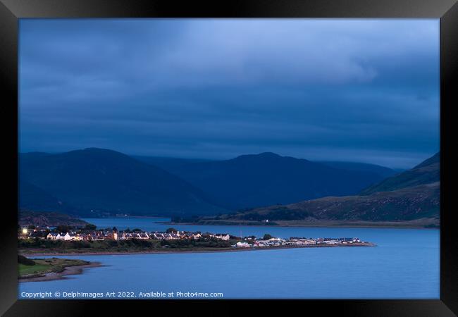 Ullapool at night, Highlands, Scotland Framed Print by Delphimages Art