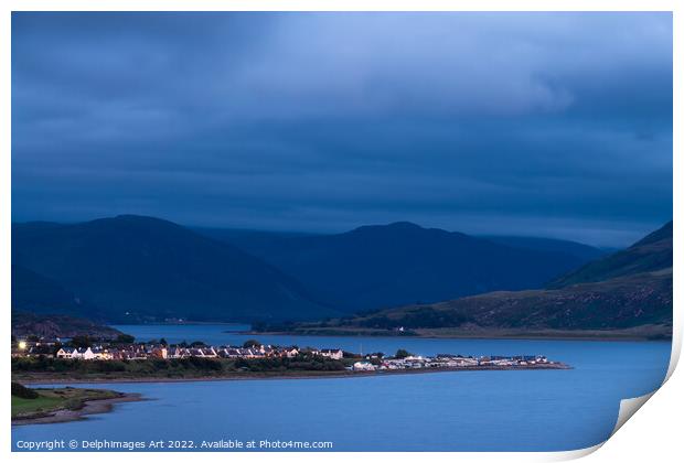 Ullapool at night, Highlands, Scotland Print by Delphimages Art