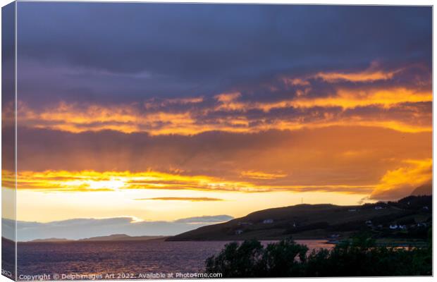 Sunset in Ullapool, Highlands, Scotland Canvas Print by Delphimages Art