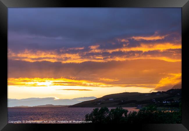 Sunset in Ullapool, Highlands, Scotland Framed Print by Delphimages Art