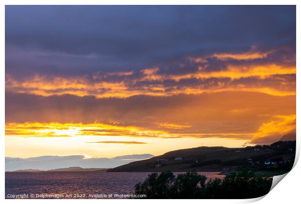 Sunset in Ullapool, Highlands, Scotland Print by Delphimages Art