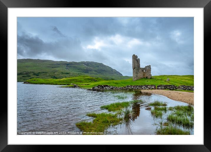 Ardvreck castle at Loch Assynt, Scottish Highlands Framed Mounted Print by Delphimages Art