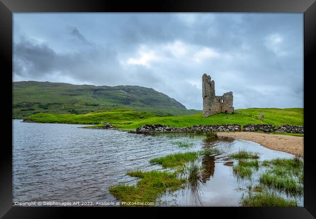 Ardvreck castle at Loch Assynt, Scottish Highlands Framed Print by Delphimages Art