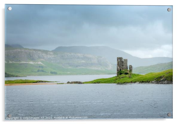 Ruins of Ardvreck castle, Scottish Highlands Acrylic by Delphimages Art
