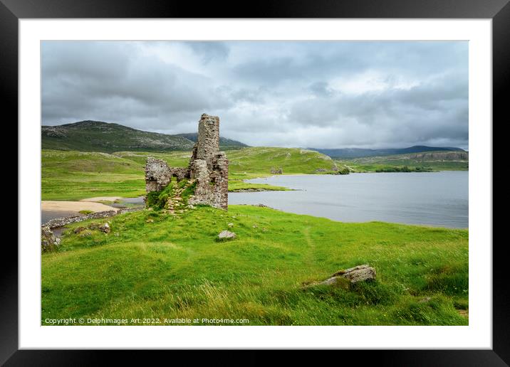 Ardvreck castle, Scottish Highlands, Scotland Framed Mounted Print by Delphimages Art