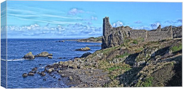 Dunure castle and beach view Canvas Print by Allan Durward Photography